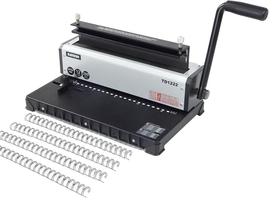 Rayson TD1222 Wire Binding Machine - 2:1 Pitch, Rectangular Holes, 220 Sheet Binding / 12 Sheet Punching Capacity