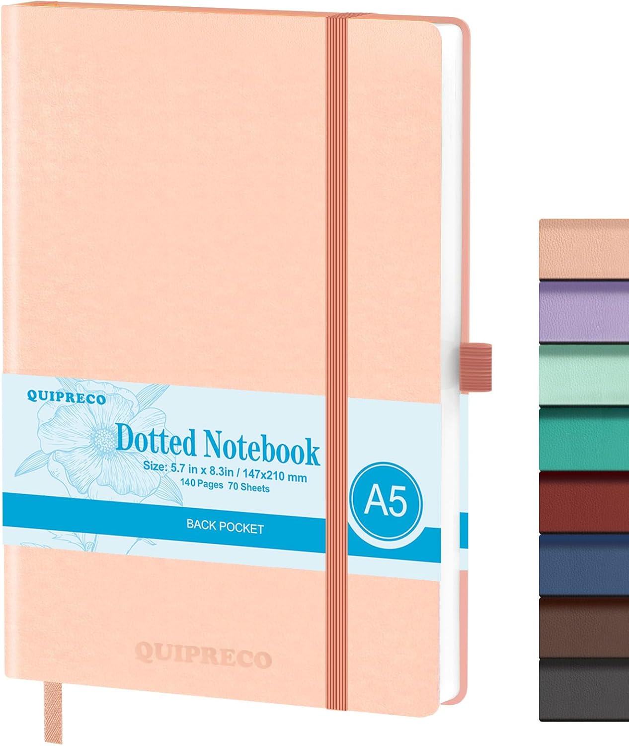 Hardcover Lined Bullet Dotted Journal Notebook, A5 140 192 Pages 100 120Gsm Paper College ruled for School,Work,Travel,and Daily Planning，5.7''*8.3'' (1, Pink, A5 Dotted)