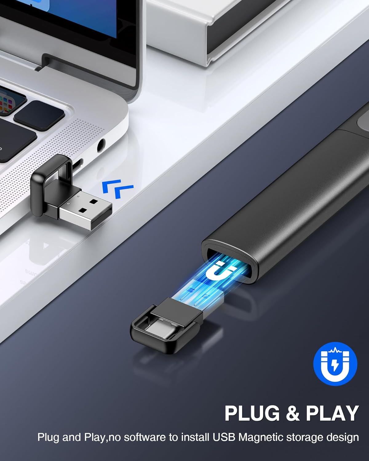 Wireless Presentation Clicker, Presentation Remote with Hyperlink & Volume Control PowerPoint Slide Advancer for Keynote/PPT/Mac/PC/Laptop