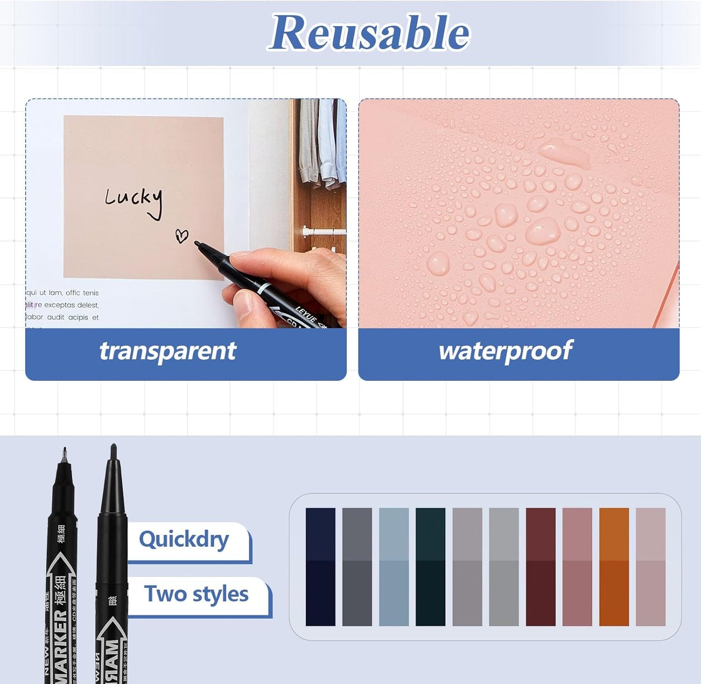 Jutom 39 Pcs Aesthetic Book Annotation Kit Highlighter with Pencil Case Bag Gel Pen Transparent Sticky Note Taking Bible Study College School Supplies(Black,Cute Style)