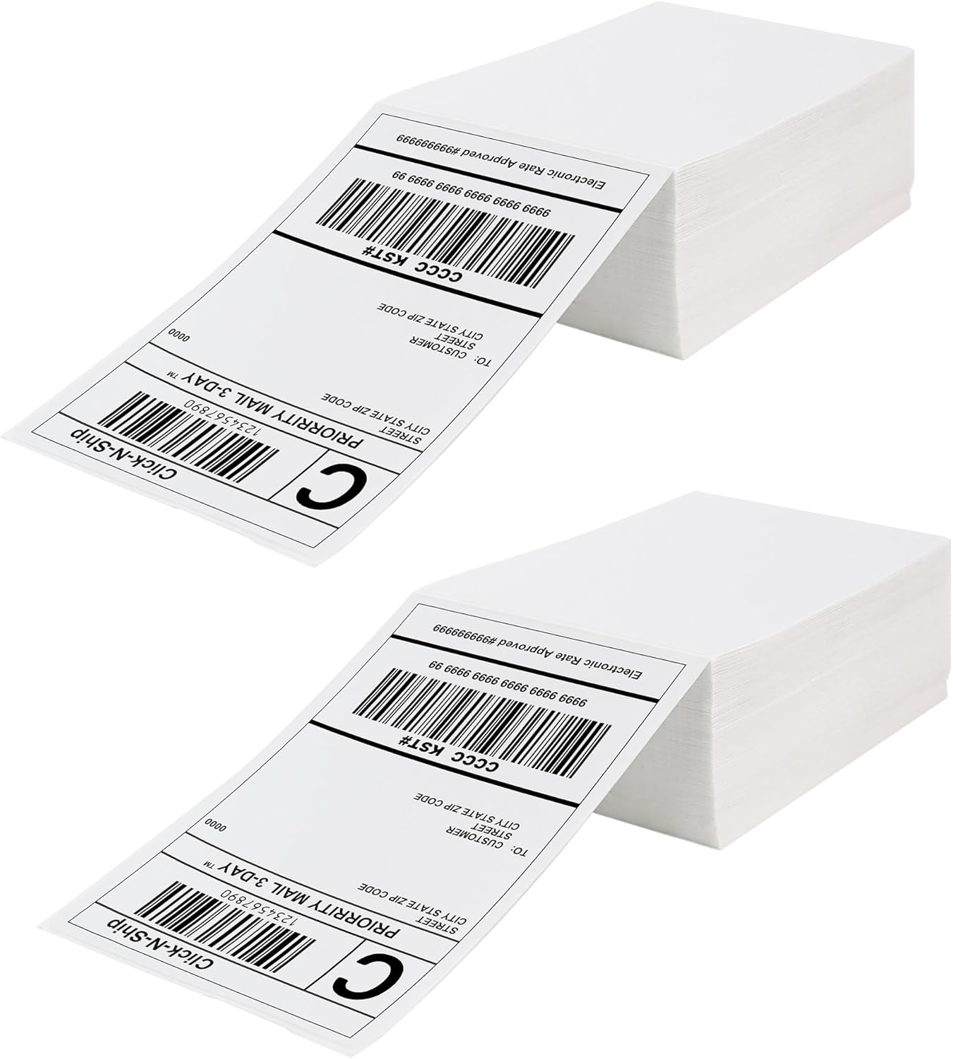 DGBDPACK Fanfold Direct Thermal Shipping Labels 4''x6'' 600 Labels/2 Stacks (300 Pcs per Stack), Compatible with Zebra Rollo Beeprt Printer Ultra Adhesive