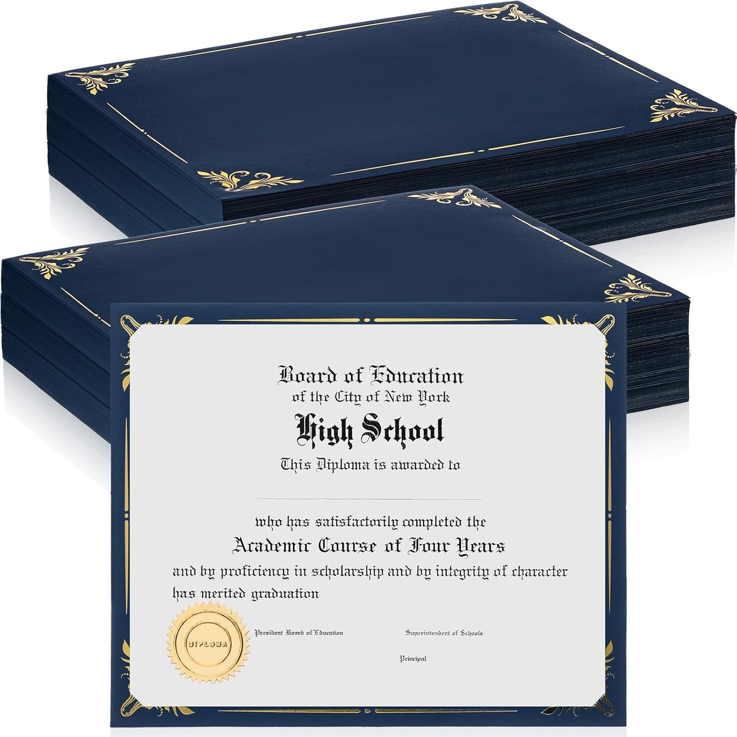 Fainne 250 Pcs Certificate Holder Foil Border Bulk 8.5 x 11 Inch Single Sided Award Diploma Cover for Letter Size Cardstock Document Paper Graduation School Marriage Supplies