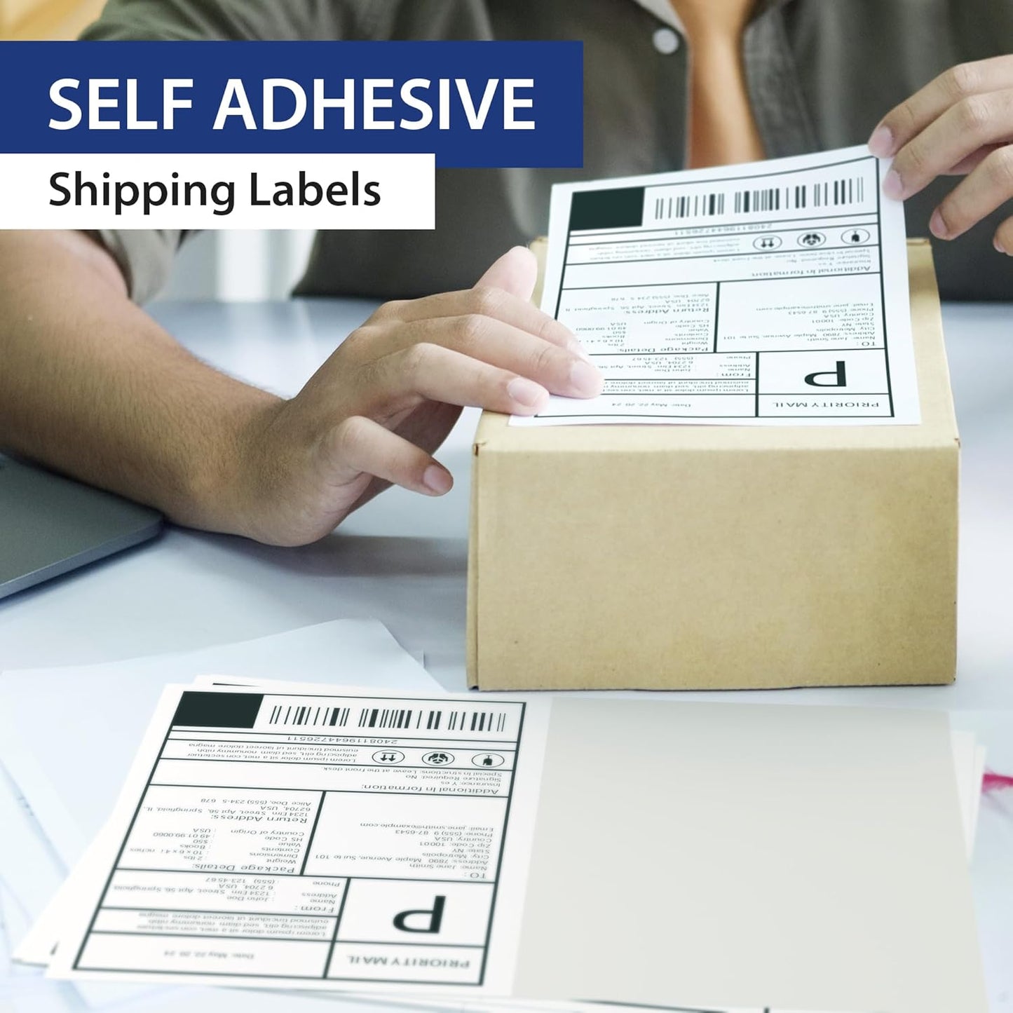 300 Sheet (600 Labels) | 8.5" x 11" 2 UP Half Sheet Self Adhesive Shipping Labels for Laser & Inkjet Printers | Ecommerce, Address, Mailing, Labeling, Packaging