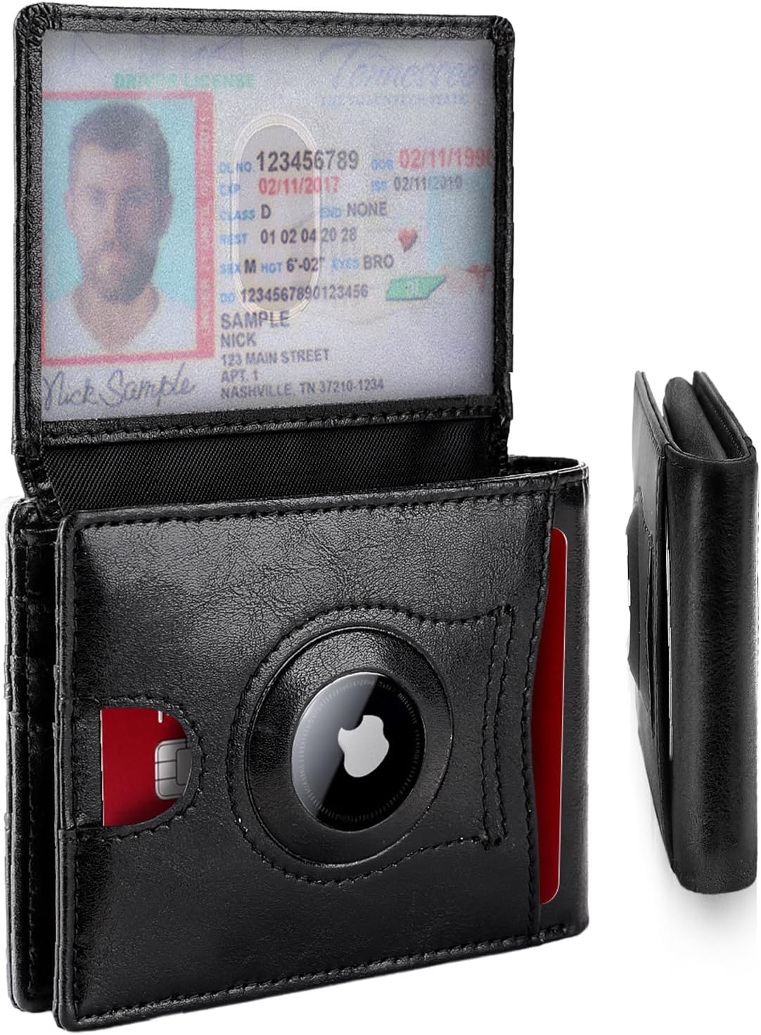 Slim Wallet for Men RFID Blocking Bifold Mens Slim Wallet,Ultra Thin Minimalist Front Pocket Small Compact Mens Leather Wallets,Smart Security Credit Card Holder with 2 ID Window & 1 Money Slot