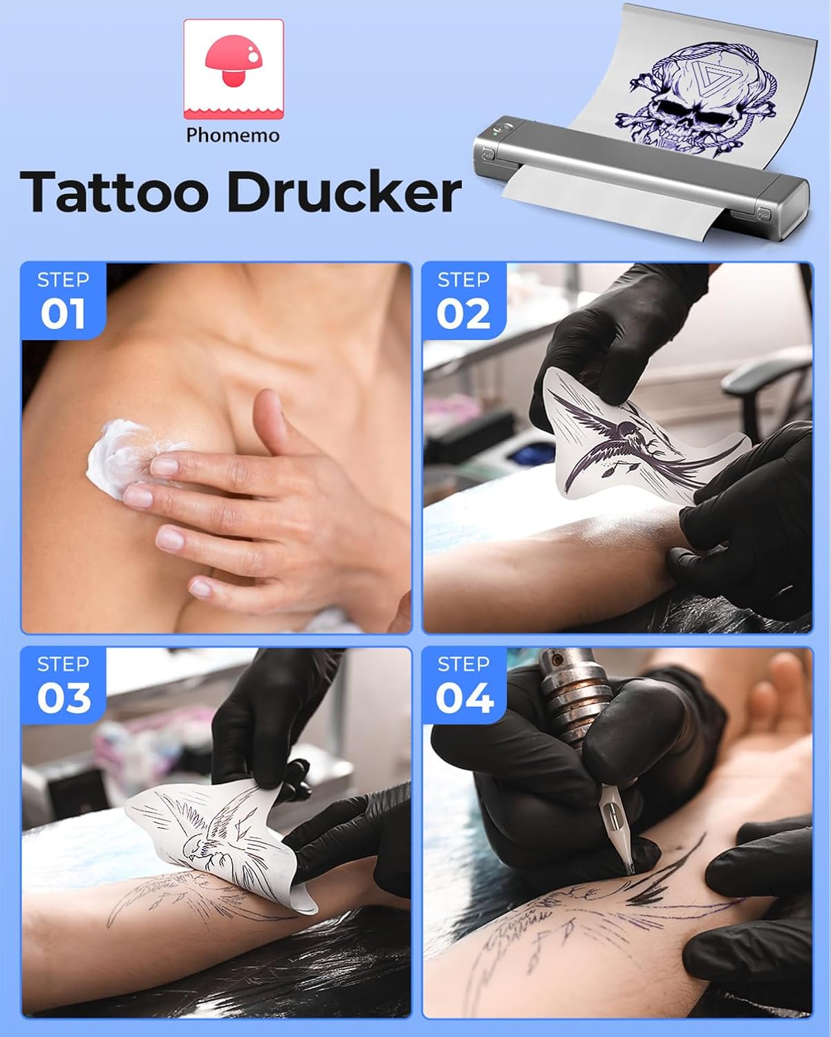 Phomemo M08F Portable Printers Wireless for Travel, Thermal Printer Support 8.5" X 11" US Letter, Bluetooth Inkless Printer Compatible with iOS, Android, Laptop for Travel, Office, Home