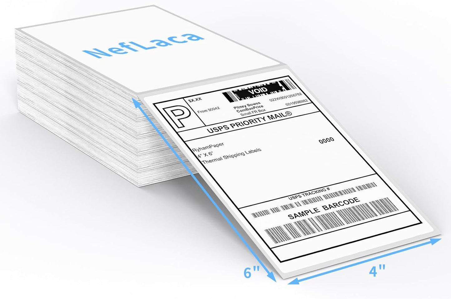 Direct Thermal Label-Shipping Label 4x6-NefLaca Thermal Printer Sticker 4"x6"-Mailing Label,Compatible with Rollo,Nelko,Zebra. MUNBYN Printer,Fanfold Shipping Label(4 Packs of Total 8000 Labels)