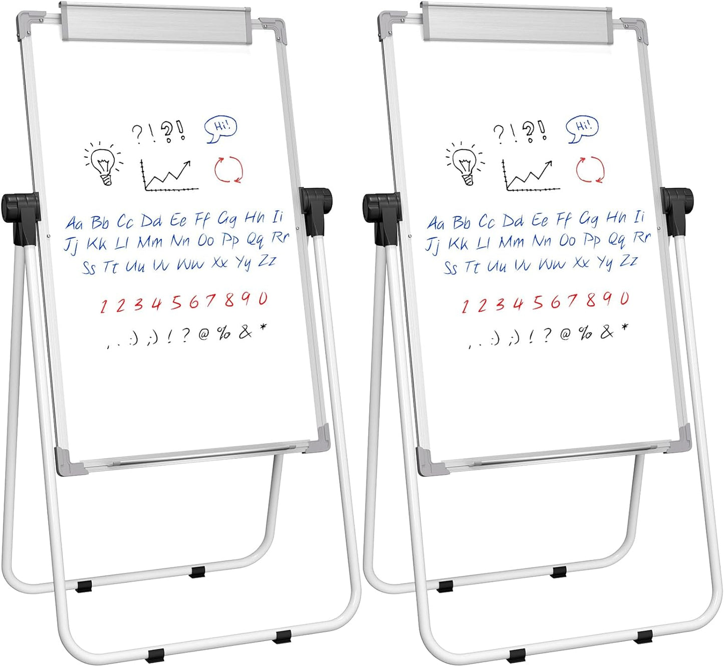 MaxGear Large White Board Easel Stand 2 PCS, 36" x 24" Double Sided Magnetic Dry Erase Board for School Classroom, Home Office Stand Flip Chart, Height Adjustable 360 Degree Rotating Whiteboard