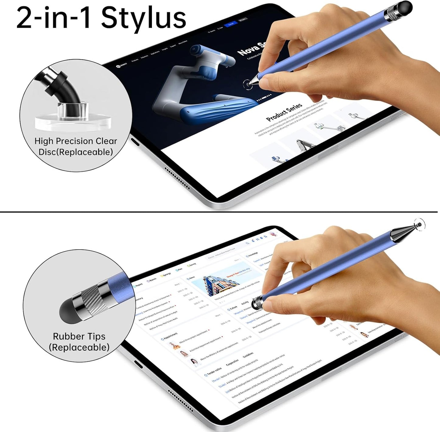 Bopomofo Stylus (5 Pcs),2-in-1 Stylus Pen for Touchscreen, High Precision and Sensitivity, Suitable for iPhone/ipad/Android Tablets, Compatible with Touch Screens,Blue