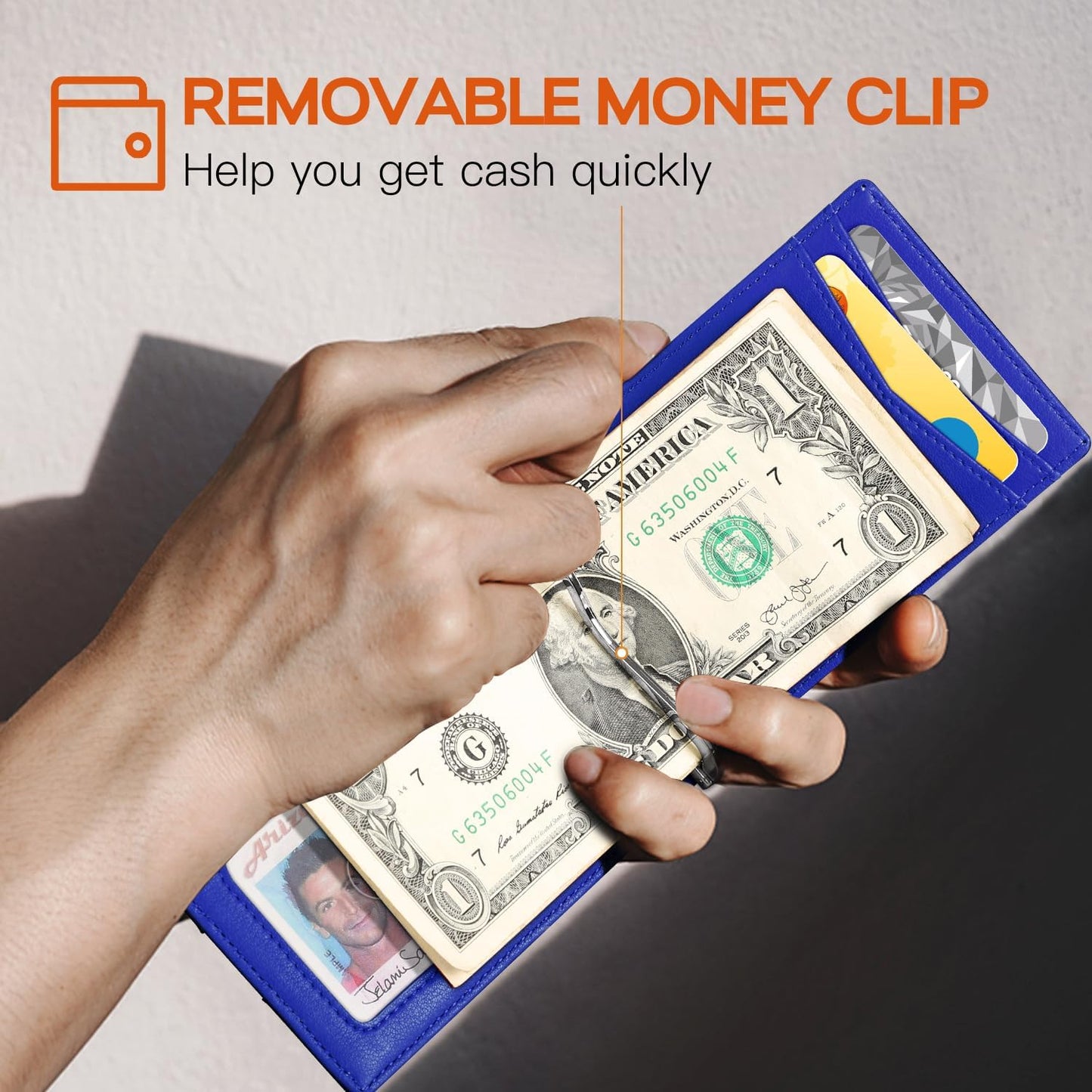 Slim Wallet for Men Genuine Leather RFID Blocking Bifold Minimalist Front Pocket Mens Wallet with Money Clip Thin Gift Box