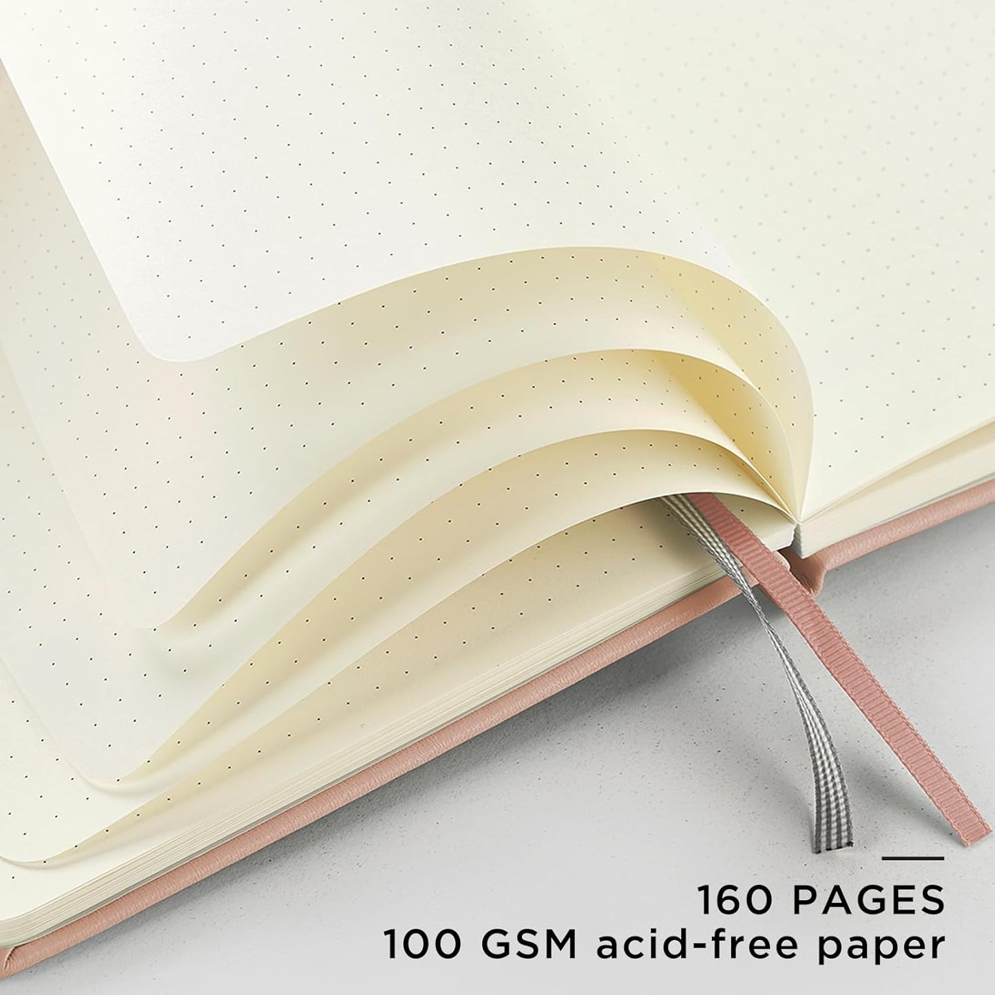 &And Per Se Dotted Journal Notebook, A5 Hardcover Leather Bullet Dotted Journal, 160 Pages 100 gsm Thick Dotted Paper，3 Sheets of Stickers Included - 5.7'' x 8''（Apricot）