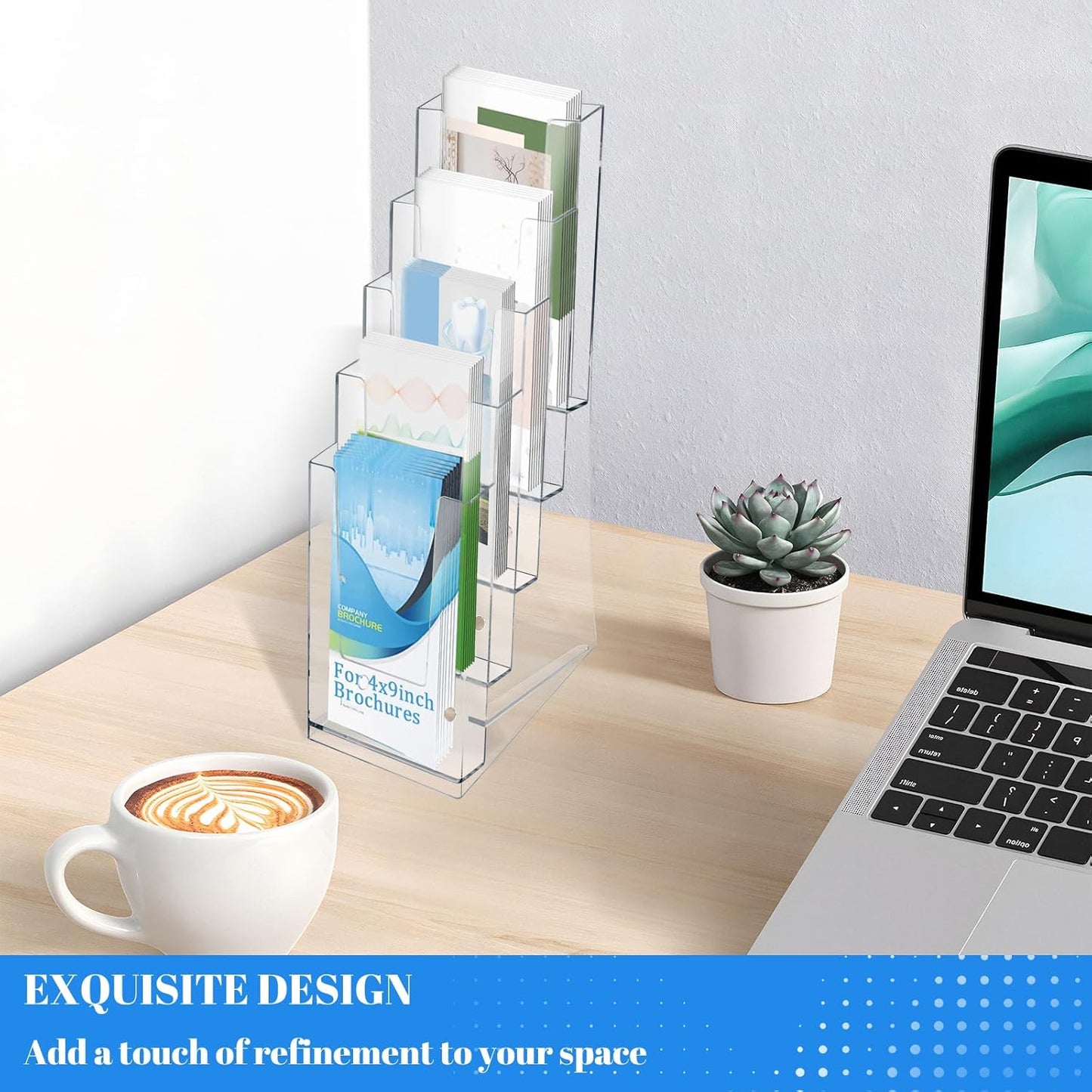 2 Pack Acrylic Brochure Holder 5 Tier Clear Brochure Display Flyer Holder 4.2"x11.3" inch Rack Brochure Holder Suitable for 4"x9" Brochures,Magazine Holder,Flyer Holder (2)