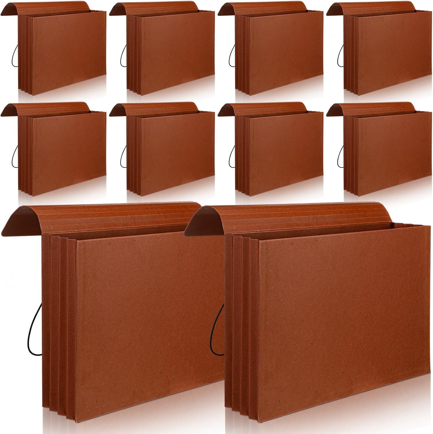 Chuangdi 10 Pcs Expanding File Wallet with Flap and Elastic Cord Closure Expandable Expanding File Folder for Lawyers Bankers Documents Paper Office, 3-1/2 Expansion, Legal Size, Brown