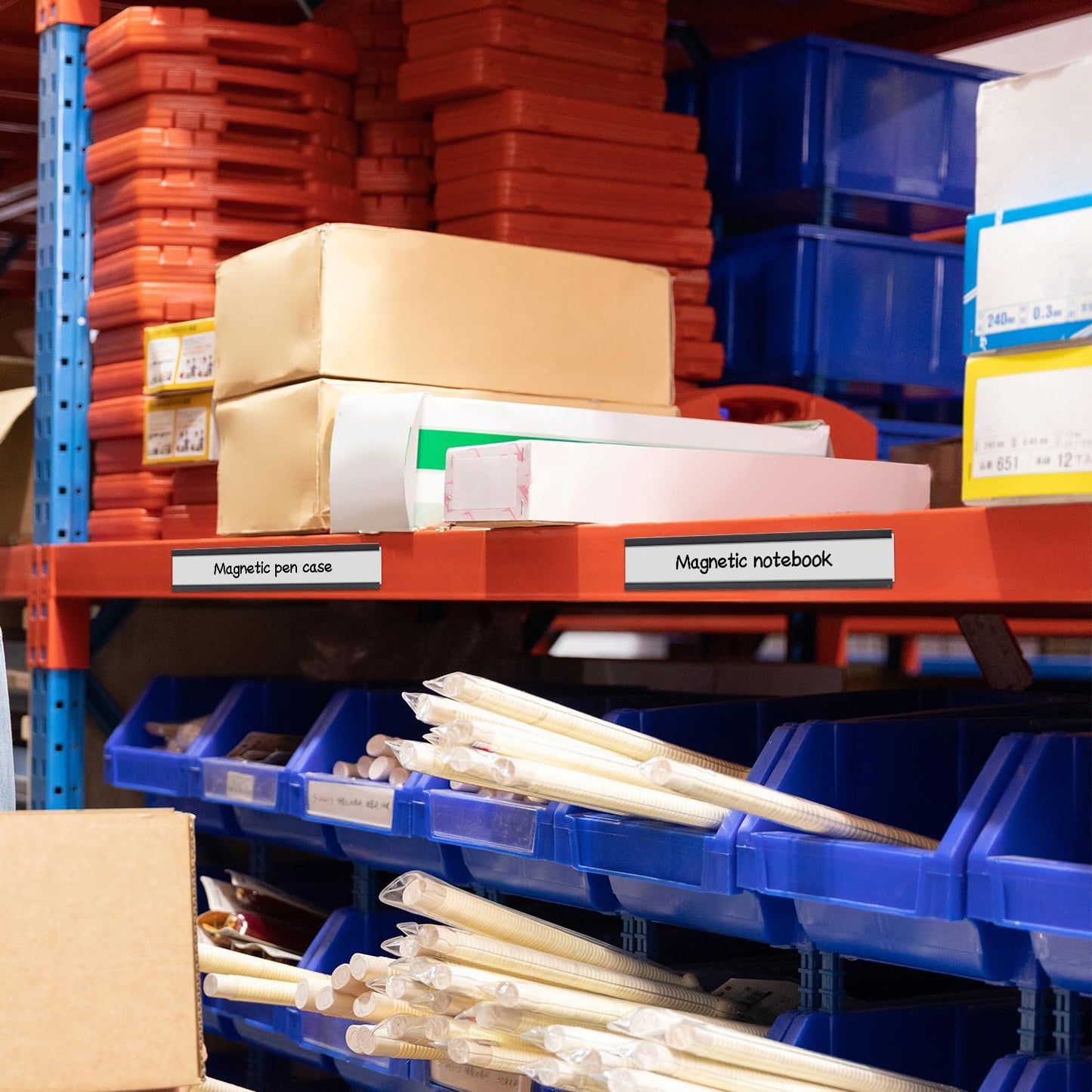 Magnetic Label Holder 0.78"X4"，Magnetic Labels for Shelving，Magnetic Data Card Holders File Cabinet Labels,Pack of 50