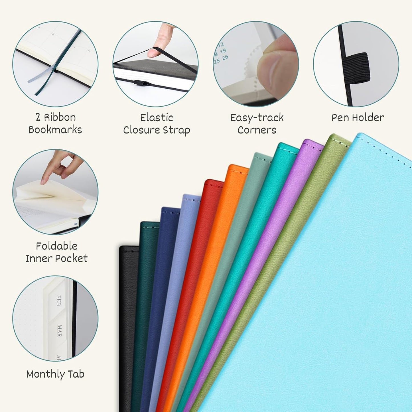 BEZEND Planner 2025-2026 Weekly and Monthly, 5.8" x 8.5" Academic Calendar (Jul 25-Dec 26) Vertical Daily Appointment with Hourly Timeslot & Monthly Tab, PU Leather Hardcover - Cornflower