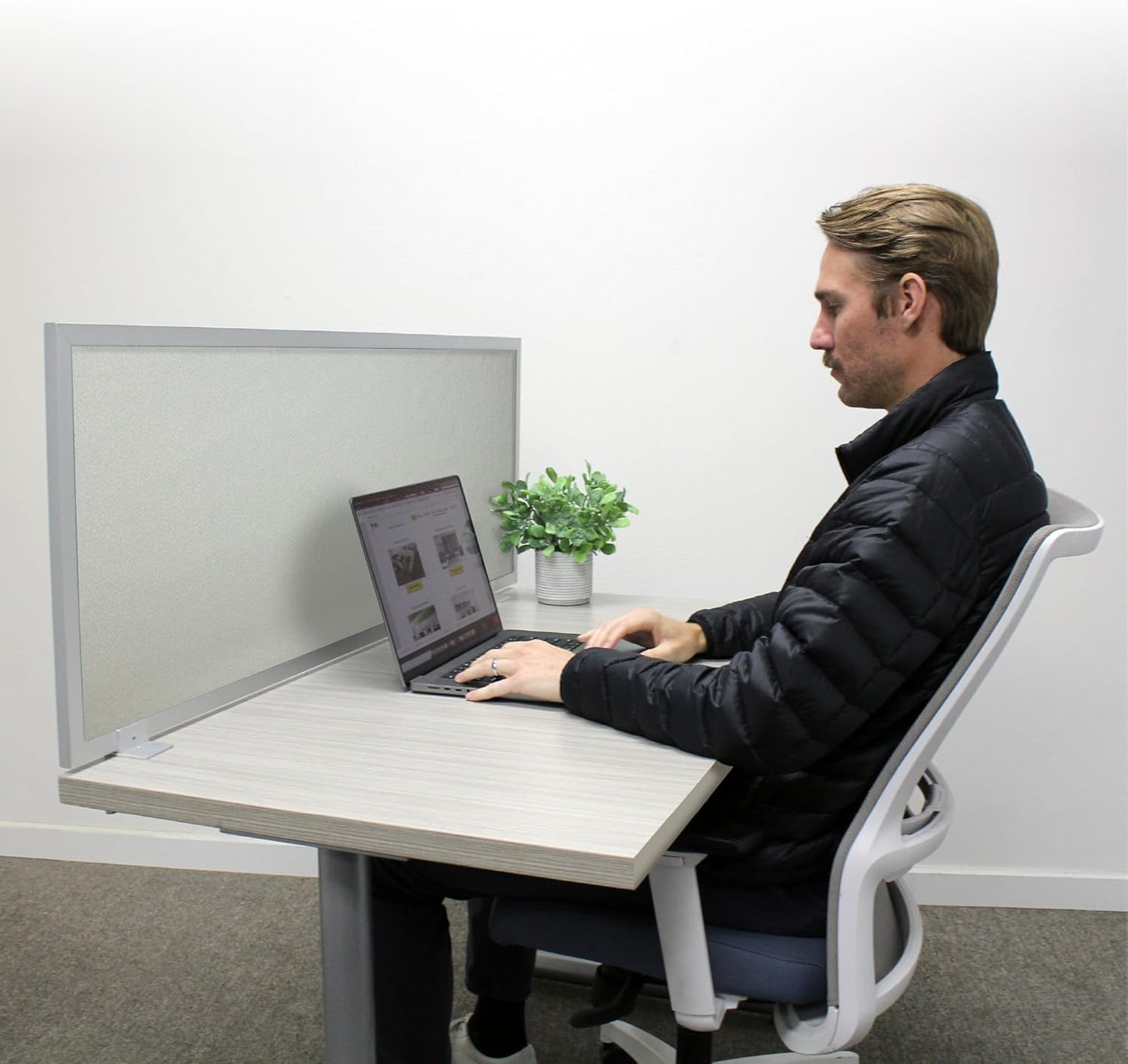 OBEX Acoustic Mounted Screen Privacy Panel Table Top Separator, Sound Blocking Desk Divider (Overcast, 18" X 24")