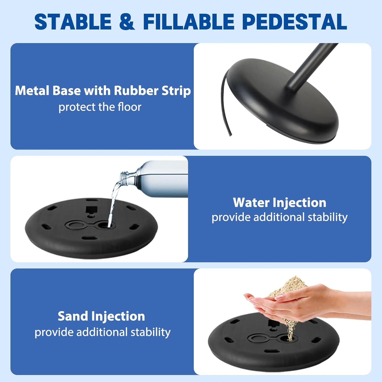 Sign Stand for Display - Adjustable 8.5x11 Inch Floor Standing Sign Holder, Pedestal Poster Stand for Vertical & Horizontal View, Indoor & Outdoor Use for Business, Mall, Restaurant - Black