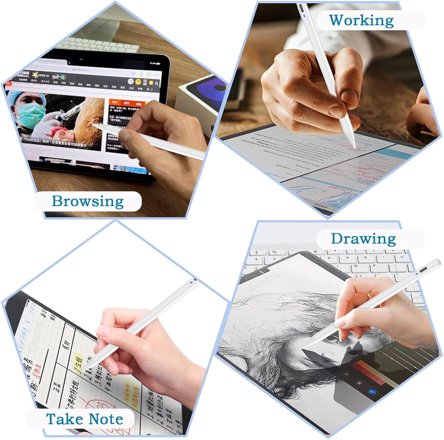 Stylus Pen for Touchscreen for iOS/Android, iPhone Stylus Pen Fine Tip, High-Precision Tablet Pencil for Android/Samsung/Mi/Huawei/Vivo/Lenovo and Other Android Smartphone and Tablet-White