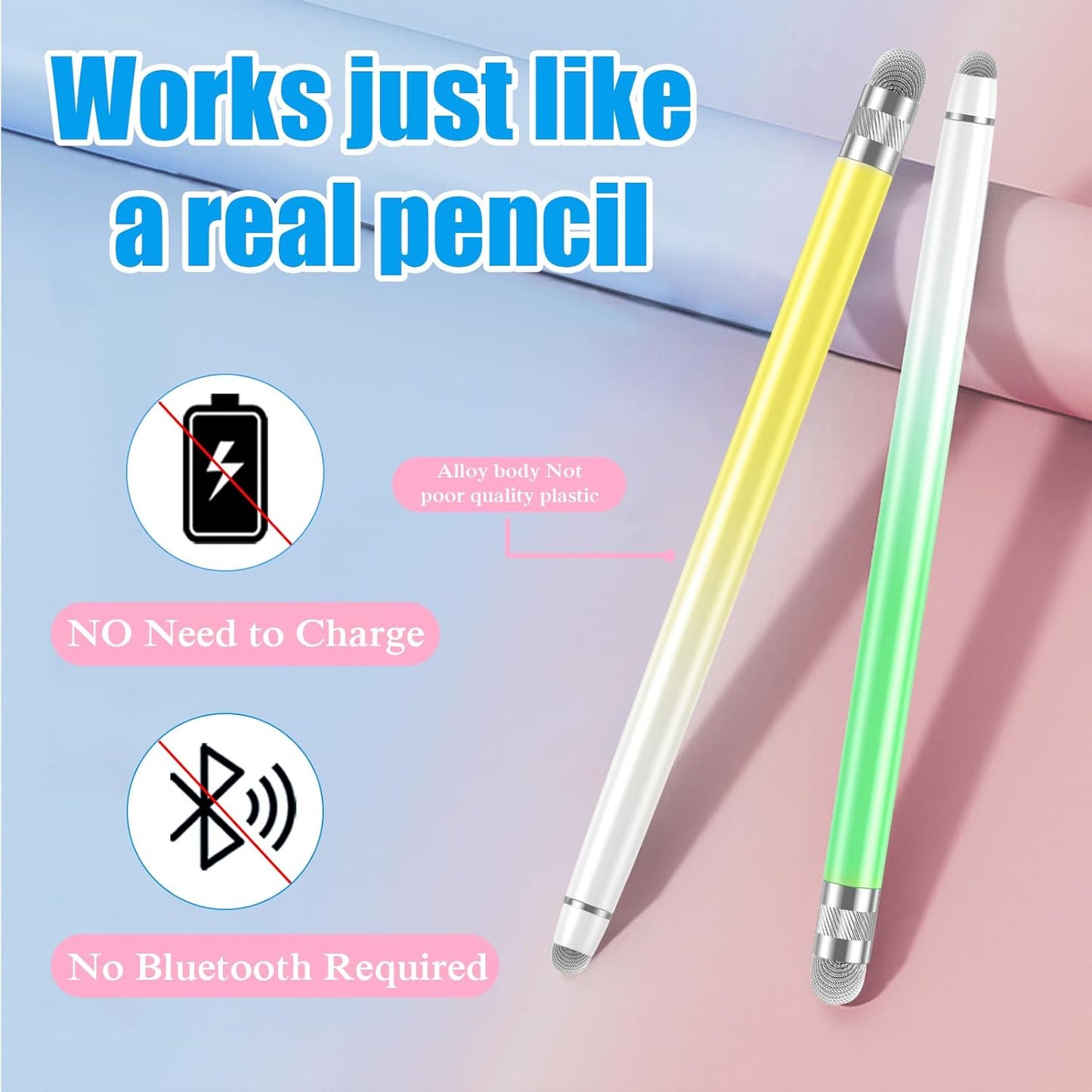 5PCS Stylus Pens for Touch Screens, Stylus Pen for iPhone/iPad/Tablet Android/Microsoft/Surface, Compatible with Touch Screens (Purple/Pink/Blue/Green/Yellow)