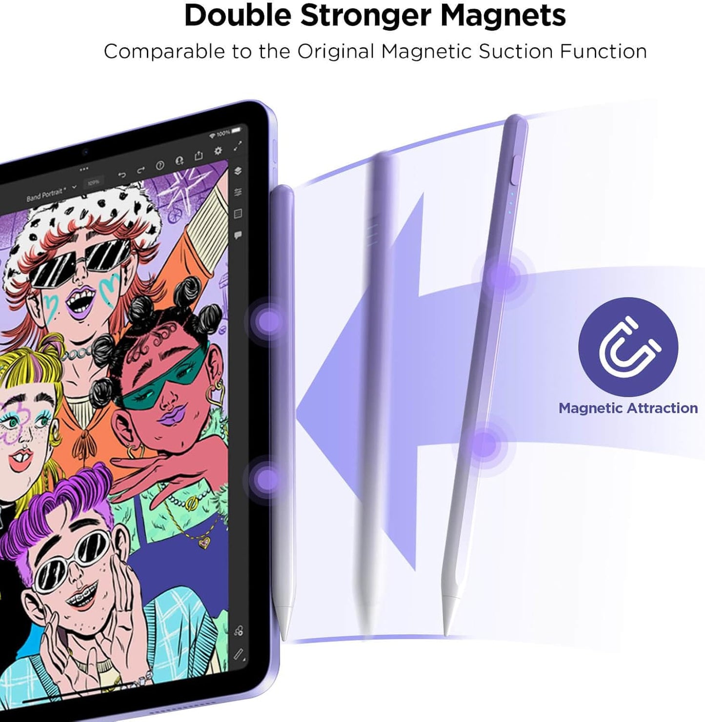 Stylus Pen for iPad 2018-2025, 15Mins Fast Charge for Apple Pencil, Palm Rejection, Compatible with iPad 10/9/8/7/6, iPad Pro 12.9"/11"/13" M4, iPad mini 6/5, iPad Air 5/4/3/11"-13" M2