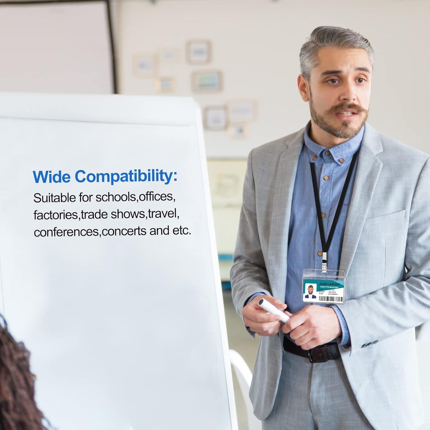 100 Pcs Clear Horizontal Badge Id Card and 100 Pcs Lanyard, Reusable Lanyards for Id Badge Holder Name Tag Badge Holder with Lanyards for Adults Kids Business School Conferences (Black)