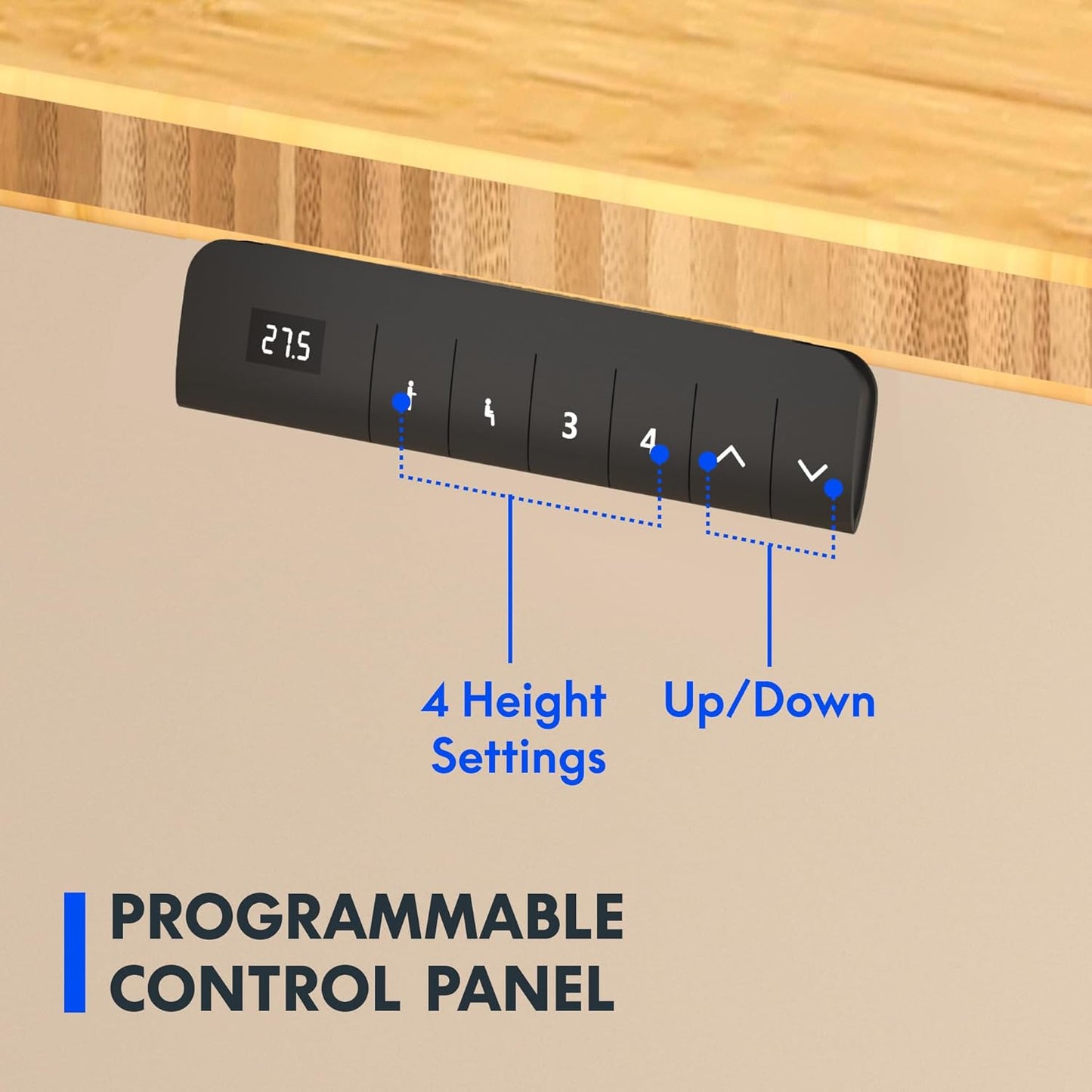FLEXISPOT E3 Bamboo Dual Motor 55x28 Inch Electric Height Adjustable Standing Desk Whole-Piece Board Desk Sit Stand Up Desk (Black Frame + Bamboo Desktop)