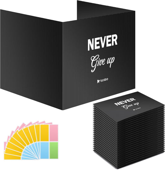 Privacy Shields for Student Desks, Inspirational Privacy folders for Student Testing Desk Dividers- Includes Extra Labels, Black (Pack of 24)