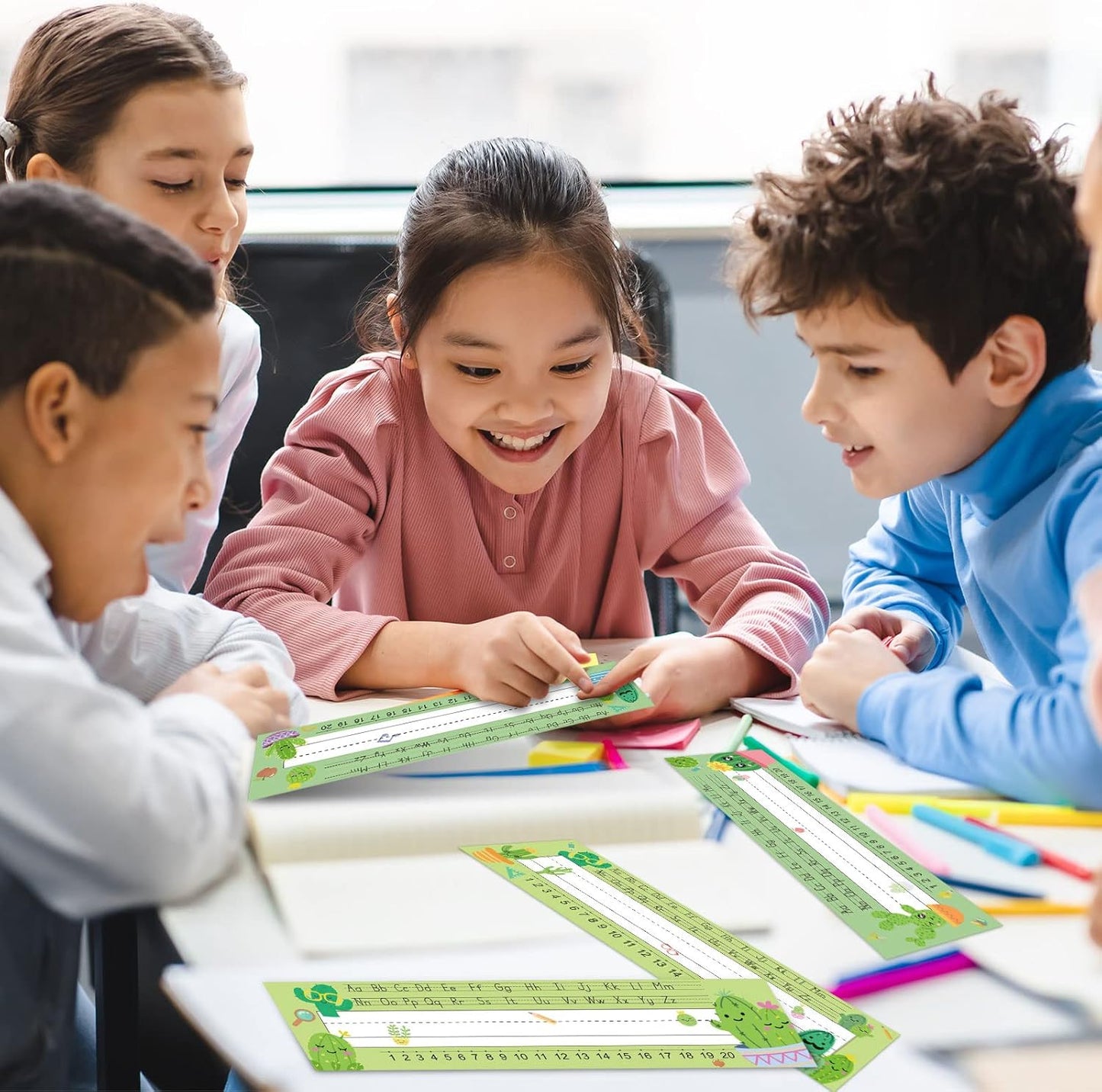 Outus 48 Pcs Cactus Name Tags Label Cactus Cutouts Nameplate for Classroom School Name Tags for Desk Decor for Kids Preschool Bulletin Board(Cactus)