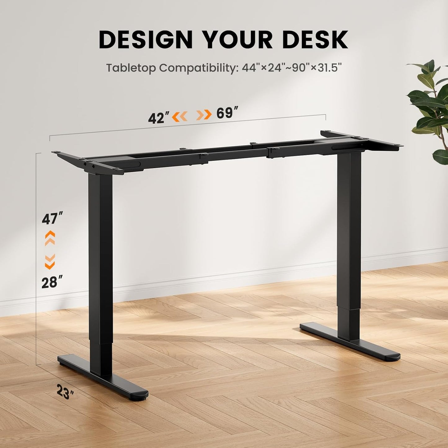 ErGear Dual Motor Standing Desk Frame 264 lbs Weight Capacity, 4 Memory Height Settings, Electric Adjustable Legs Compatible Desktop Size 44″-90″, Stand up Desks Frame Workstation, Black Frame Only