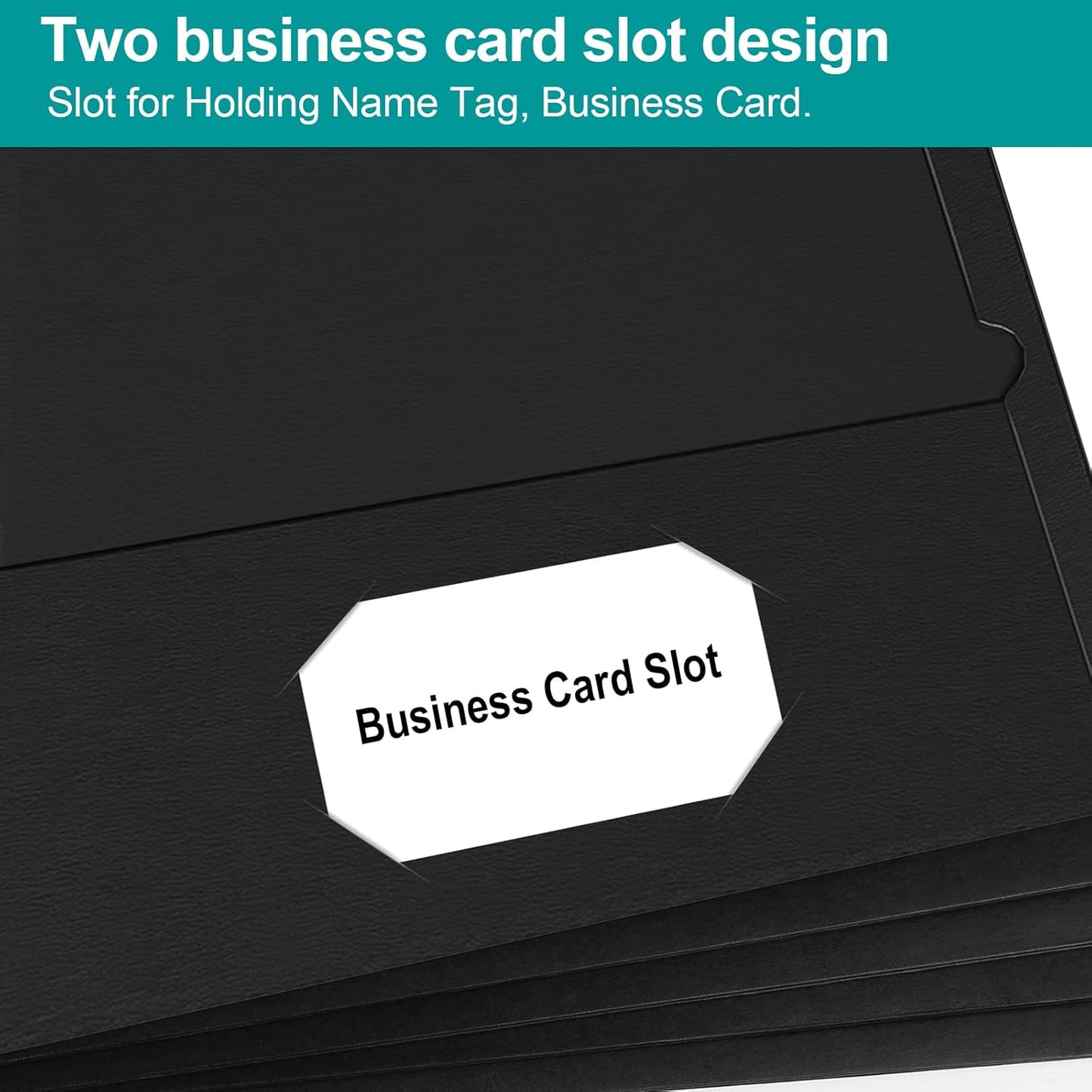 HABGP Two Pocket Folders, 50 Pack 2 Pocket Folders Fit Letter Size Paper, Black Paper File Folders with Pockets for School Office Home Business