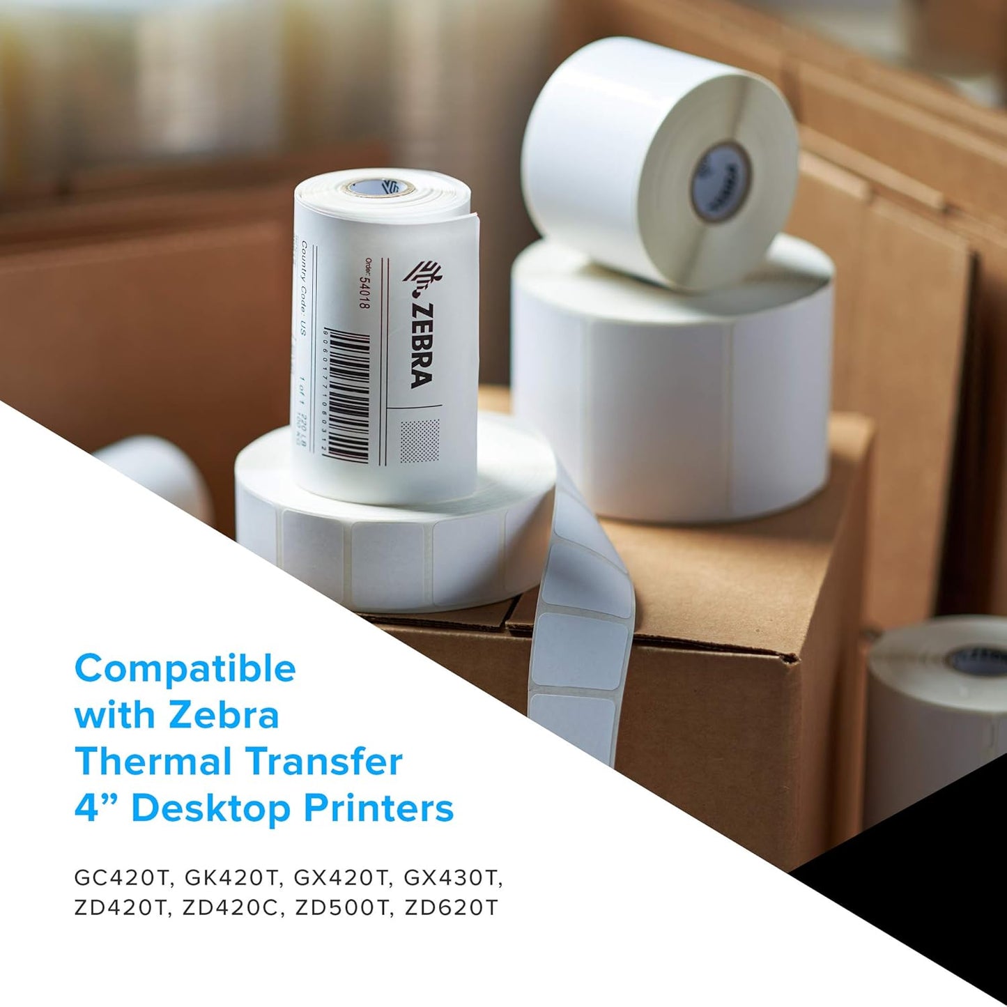 Zebra 3 x 1 in Thermal Transfer Polypropylene Labels PolyPro 3000T Permanent Adhesive Shipping Labels 1 in Core 8 rolls 10031648SP