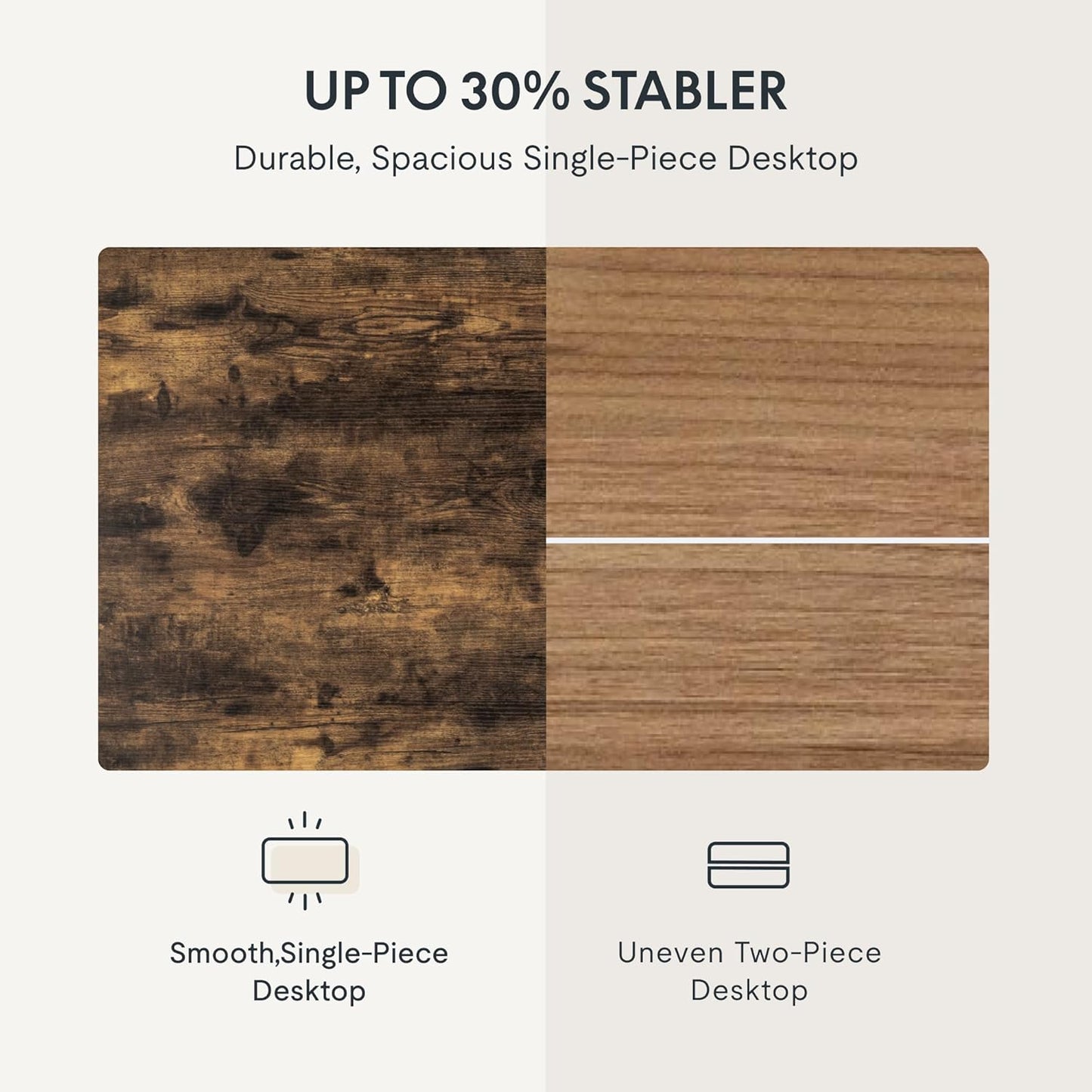 FLEXISPOT EN1 One Piece Standing Desk, 48" x 30" Electric Height Adjustable Sit Stand Desk for Home Office (White Frame + 48" Rustic Top, 2 Packages)