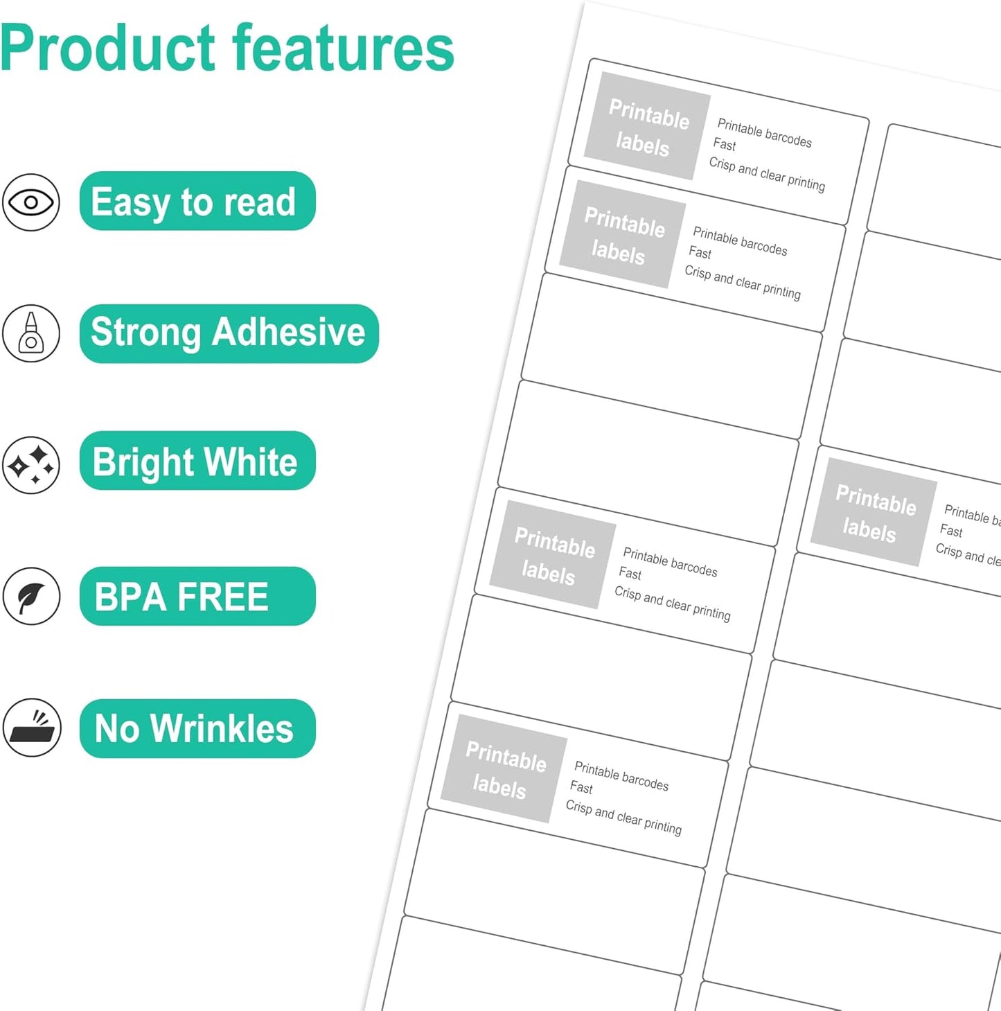 L LIKED Printable Address Labels, 1" x 2-5/8", 3,000 Labels, 30 per Sheet, Label Stickers for Envelopes (100 Sheets)