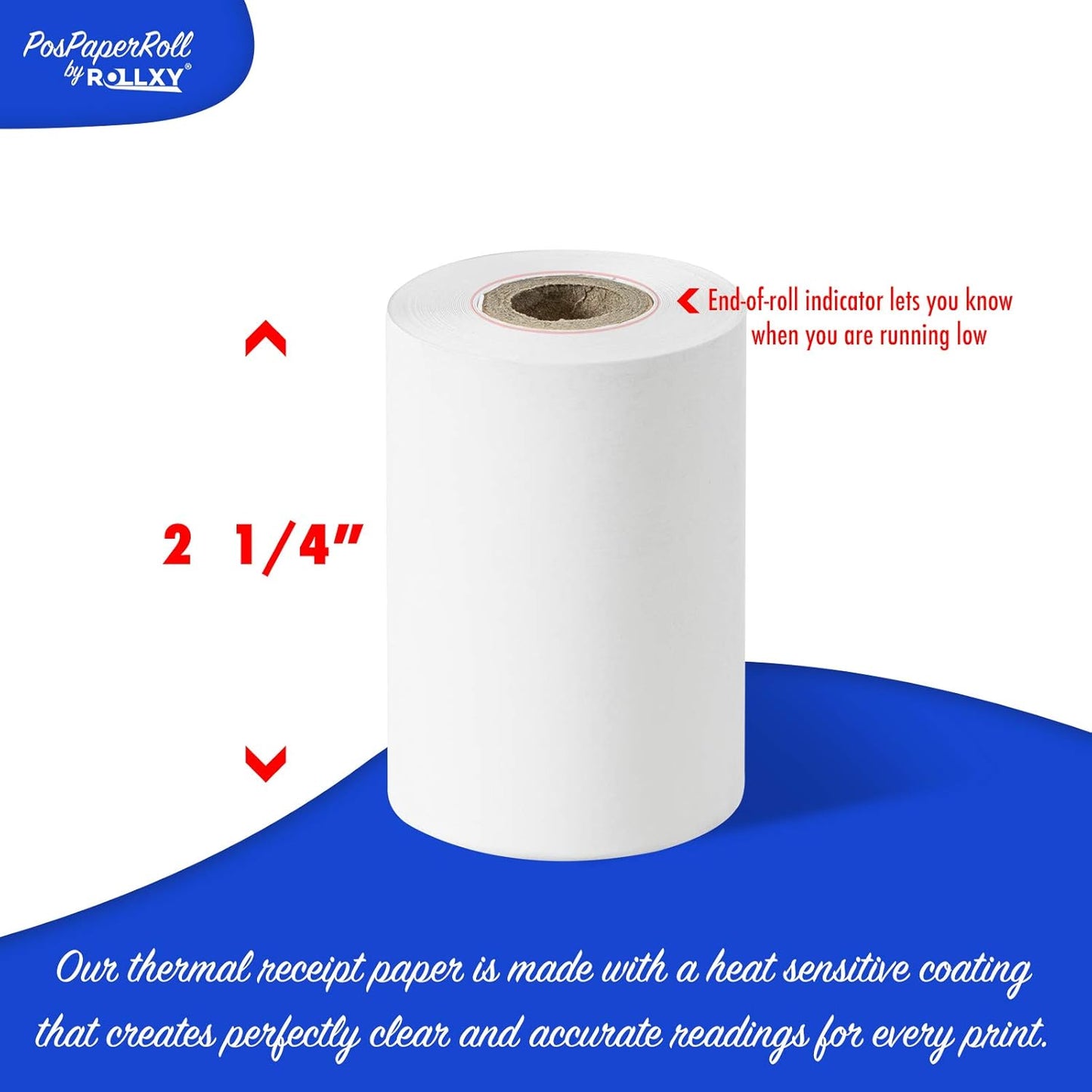 2-1/4 X 70 Thermal Paper Verifone VX520 Ingenico ICT220 ICT250 First Data FD400 Nurit 8000 8020 STP103, 50 BPA Free Rolls by Rollxy