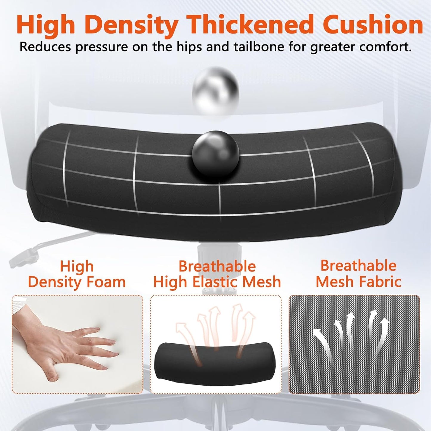 CLATINA Ergonomic Rolling Mesh Desk Chair with Executive Lumbar Support and Adjustable Swivel Design for Home Office Computer Black 2 Pack