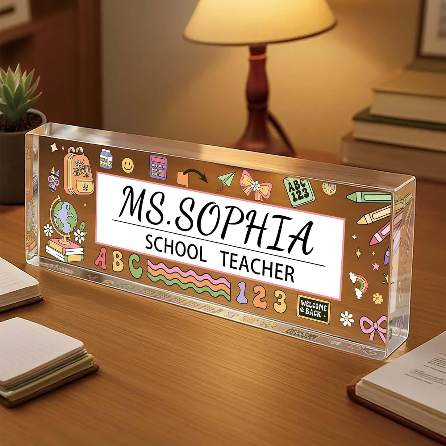 Custom Desk Name Plate, Teacher Name Plate for Desk, Office Decor for Women, Coworkers, Employee (S9)
