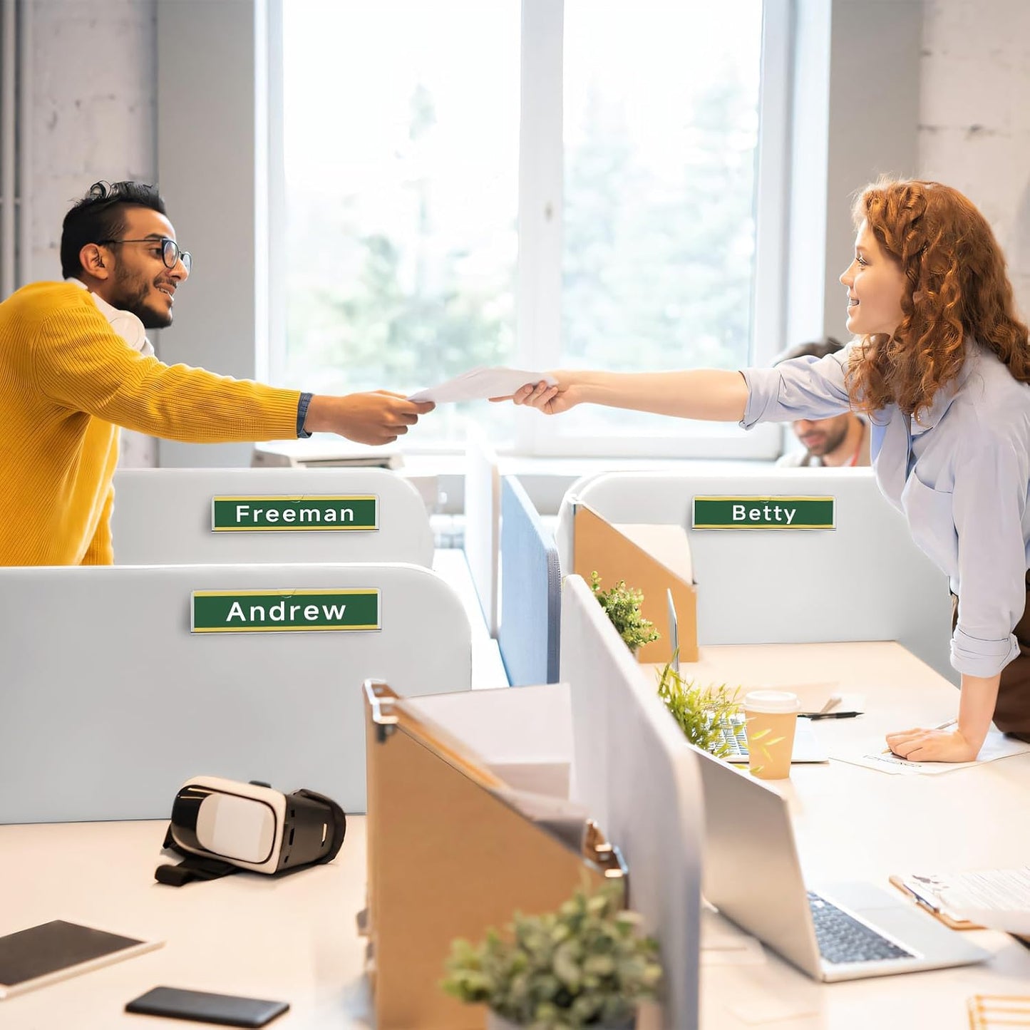 Nameplate for Doors with Adhesive Tapes - 50 Pack 2x8 Inch Clear Acrylic Office Door Name Plate Classroom Wall Name Plate Holder Horizontal Nameplate Holder Plastic Sign Frame