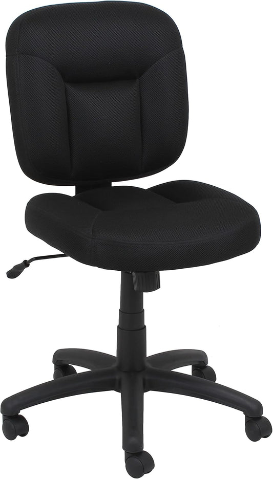 Amazon Basics Low-Back Office Desk Chair, Adjustable Height, 360 Degree Swivel, Fabric Upholstery, Black