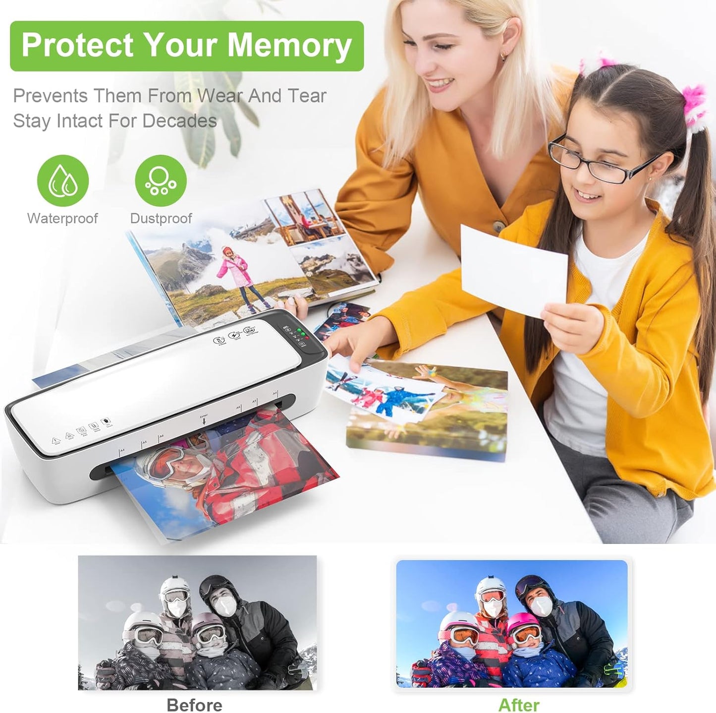 Laminator Machine with Laminating Sheets A4 Portable Thermal Lamination 9-Inch Laminate for Personal Office School Home Use, 6 in 1 Laminater Quick Warm Up Never Jam