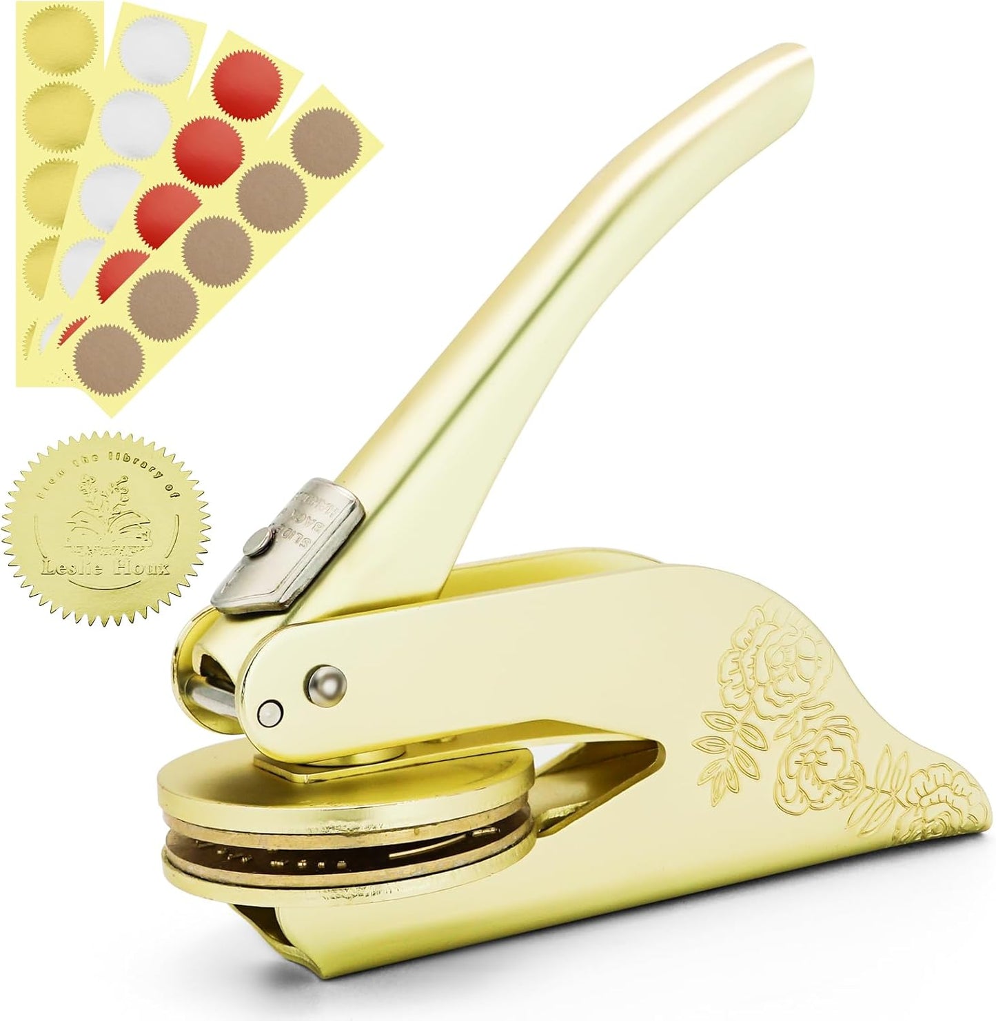 Book Embosser Personalized | Embosser Stamp Custom | Ex Libris | Book Stamp Personalized | from The Library of | Floral Book Press | Library Stamp Personalized (Gold)