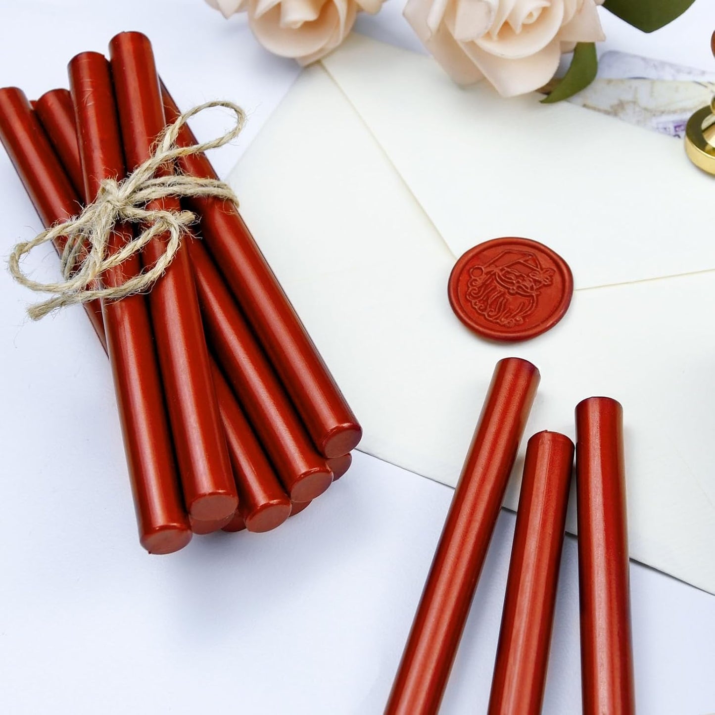 Large Glue Gun Wax Seal Sticks - Blood Red - Homemade Wax Seals for Wedding Invitation, Thanks Cards Envelopes, Snail Mails, Gift Wrapping,