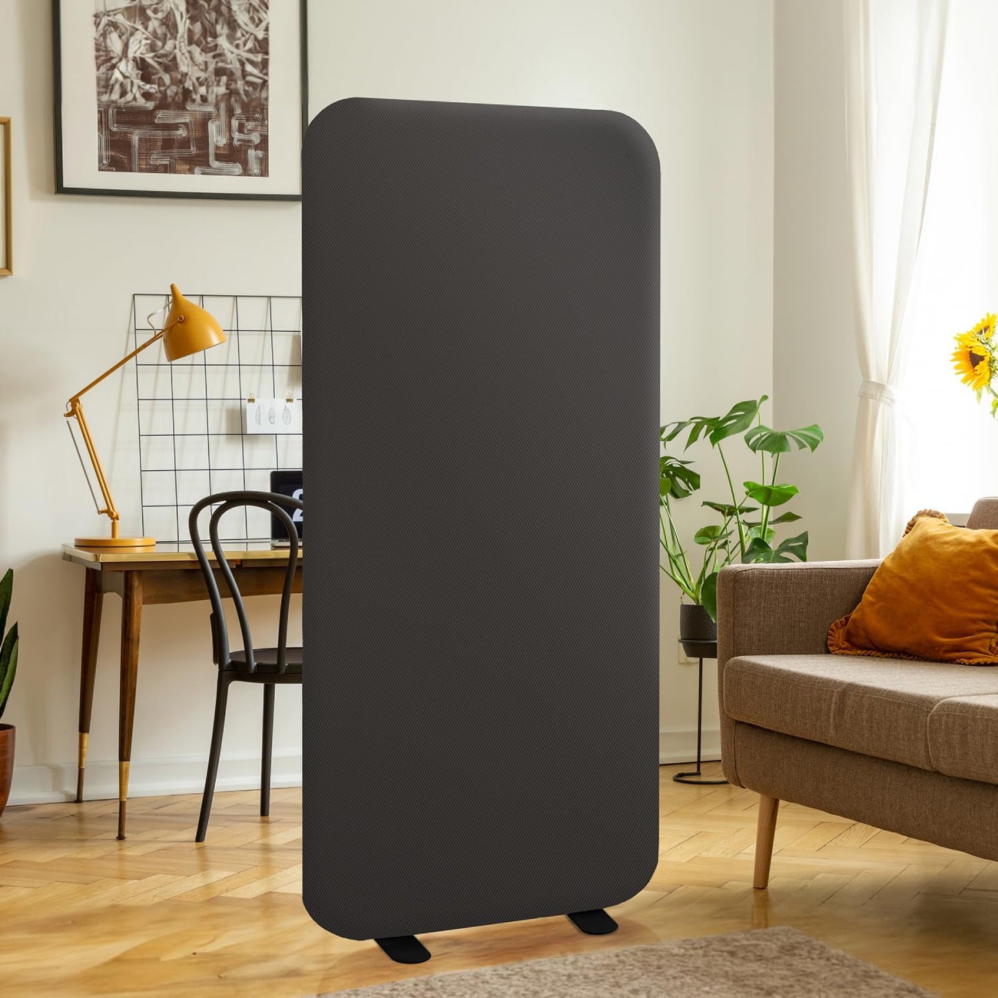 DECOLAB Room Divider Panel, Standing Privacy Partition Dividers for Office, Studio Apartment, Classroom, Home, Restaurant, Scratch Resistance, 29"x65", Iron