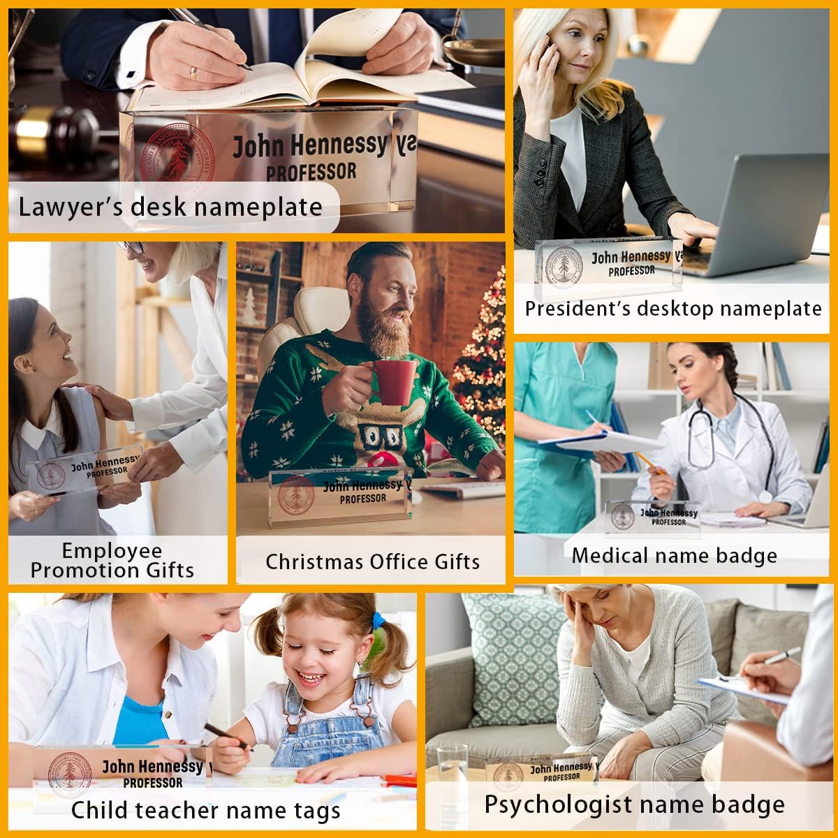 Name Plate for Desk Personalized | Office Gifts | Office Decorations for Work | Custom Your Logo Name Plates for Desks | Desk Decorations for Women Office or Occasion Gift(Logo)