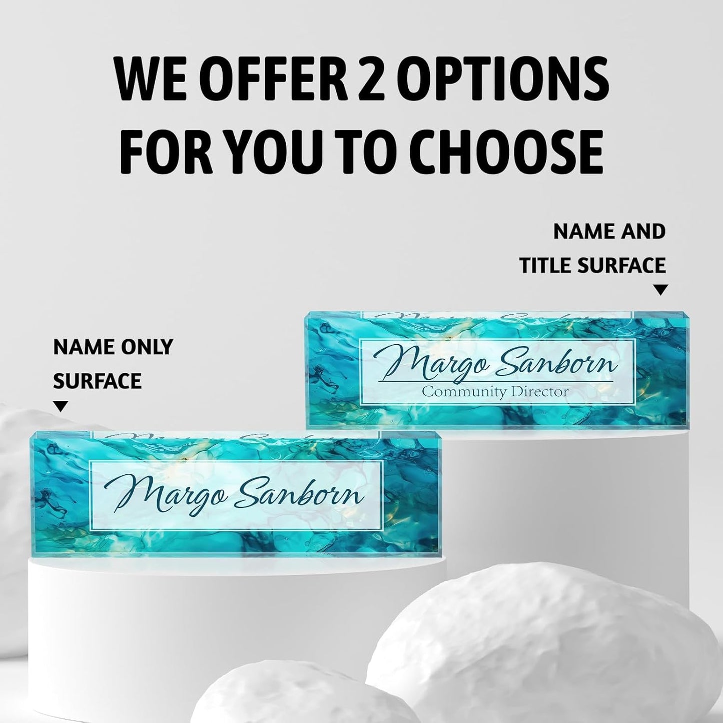 Personalized Name Plate for Desk, Custom Desk Name Plate, Acrylic Name Plate Office Desk Accessories, Personalized Office Gifts for Coworkers Teachers, Employee Appreciation Gifts (Ocean)