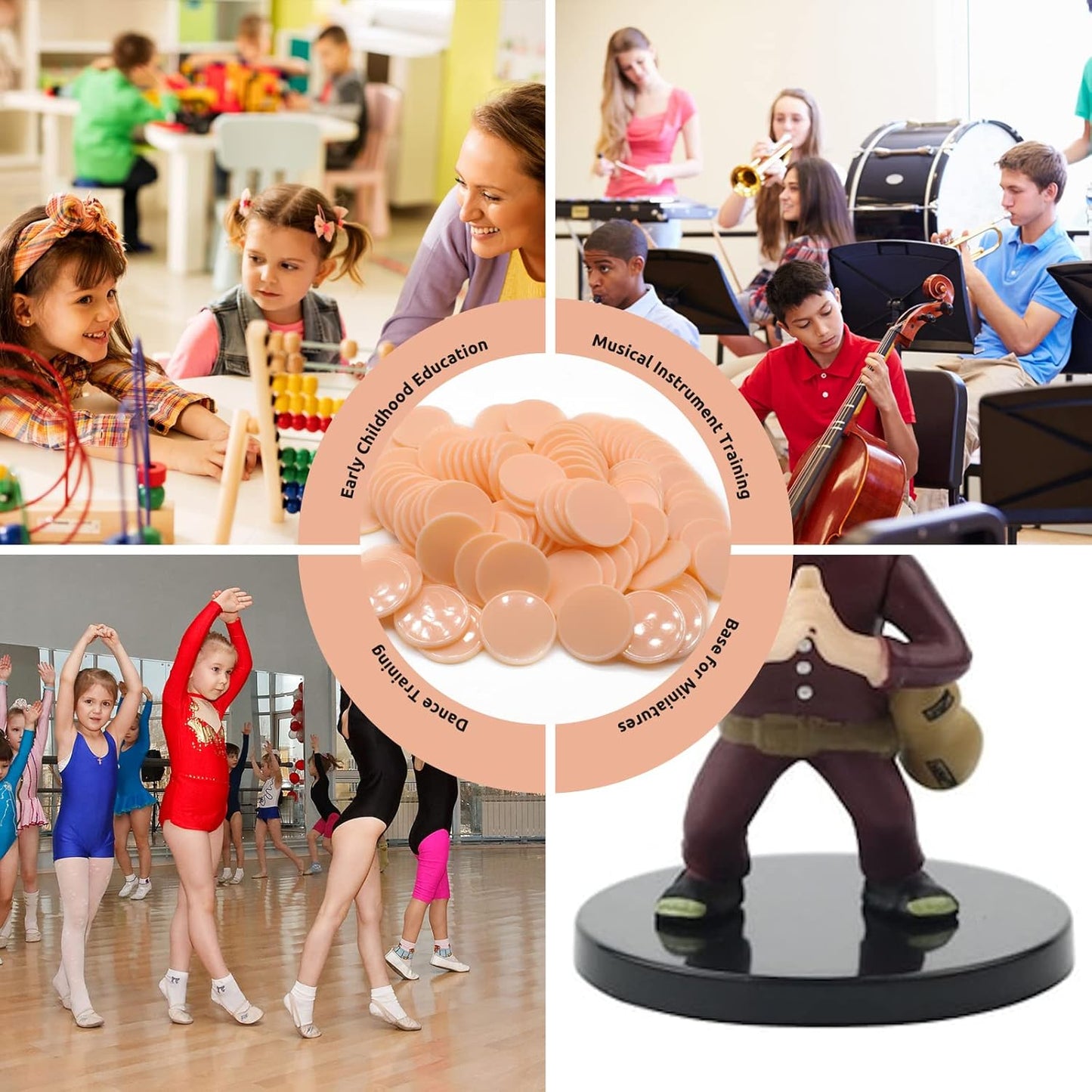 Set of 100 Opaque Plastic Learning Counters Mini Poker Chips Game Tokens with Storage Box (PeachPuff, 1.26 Inch)