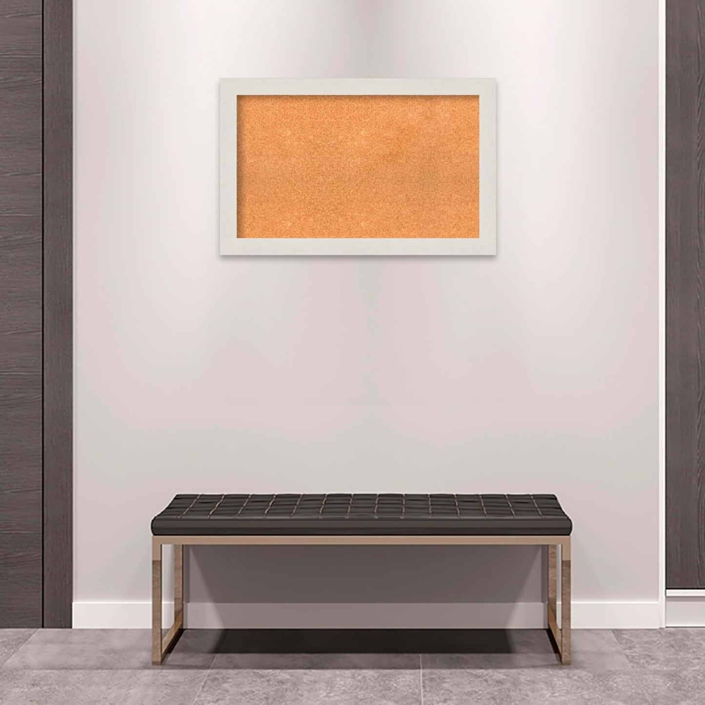 Amanti Art Natural Cork Board for Wall, 21x33 Vision Board with White Frame, Medium Corkboard Office Decor for Home Organization, Country Rustic Corkboard Pinboard to Display Items for Home