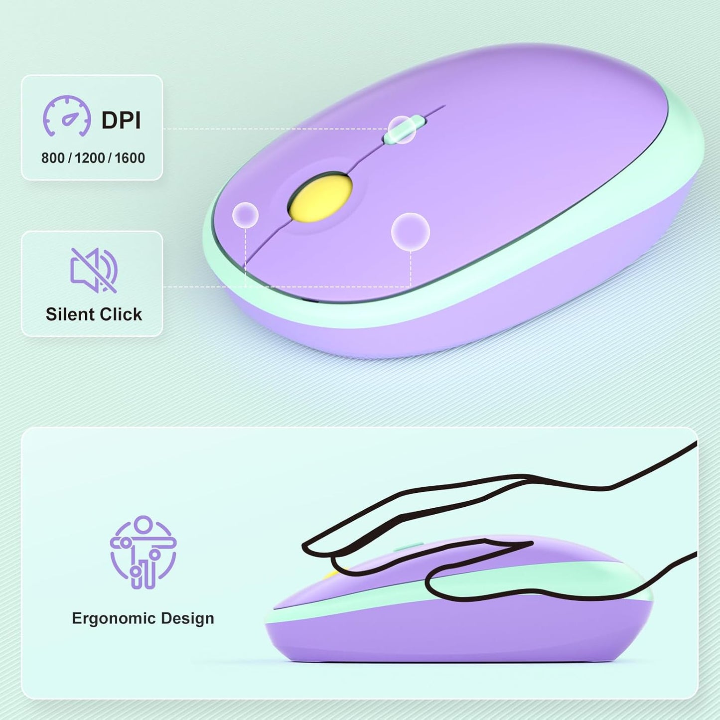 Wireless Keyboard and Mouse Combo, Typewriter Full Size Keyboard with Number Pad and 2 in 1 USB Connected Mouse Plug Play for Windows 7/8/10, Laptop, Desktop, PC, Computer