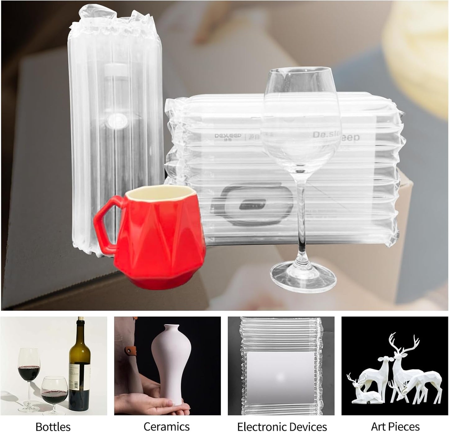 Large Bubble Cushioning Wrap for Packing 13.7inch*100feet, Inflatable Air Pillows for Shipping & Heavy Duty Moving Supplies Reusable Recyclable Packing Material for Fragile Items