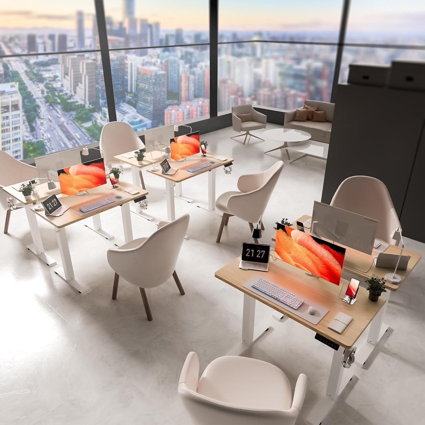 35 * 20 Electric Standing Desk, Adjustable Height Sit Stand Up Desk, Motorized Home Office Computer Gaming Workstation Desk