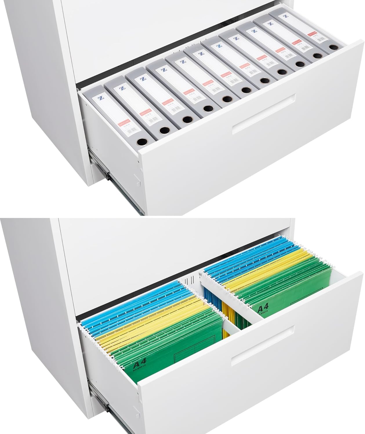 SISESOL Metal Storage Cabinet with Drawer,White File Cabinets, Locking Steel Storage Cabinet with Doors and Shelves for Home,Office,Warehouse,Garage,School,Fit A4/Letter/Legal File (1 Drawer)