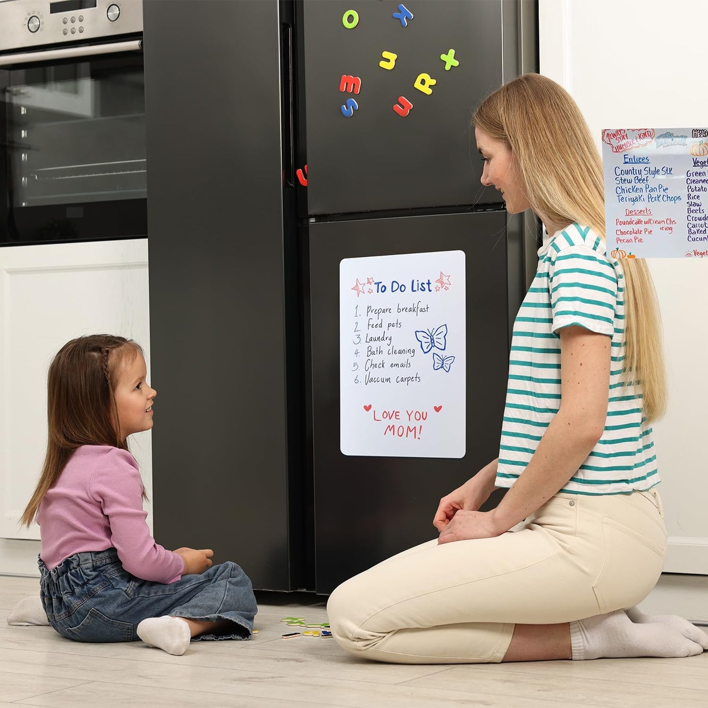 Magnetic Dry Erase Whiteboard for Refrigerators, 48" x 36" White Board on Wall for Organizer and Planner, Kitchen Fridge Shopping List with Marker, Magnetic Eraser and Magnets